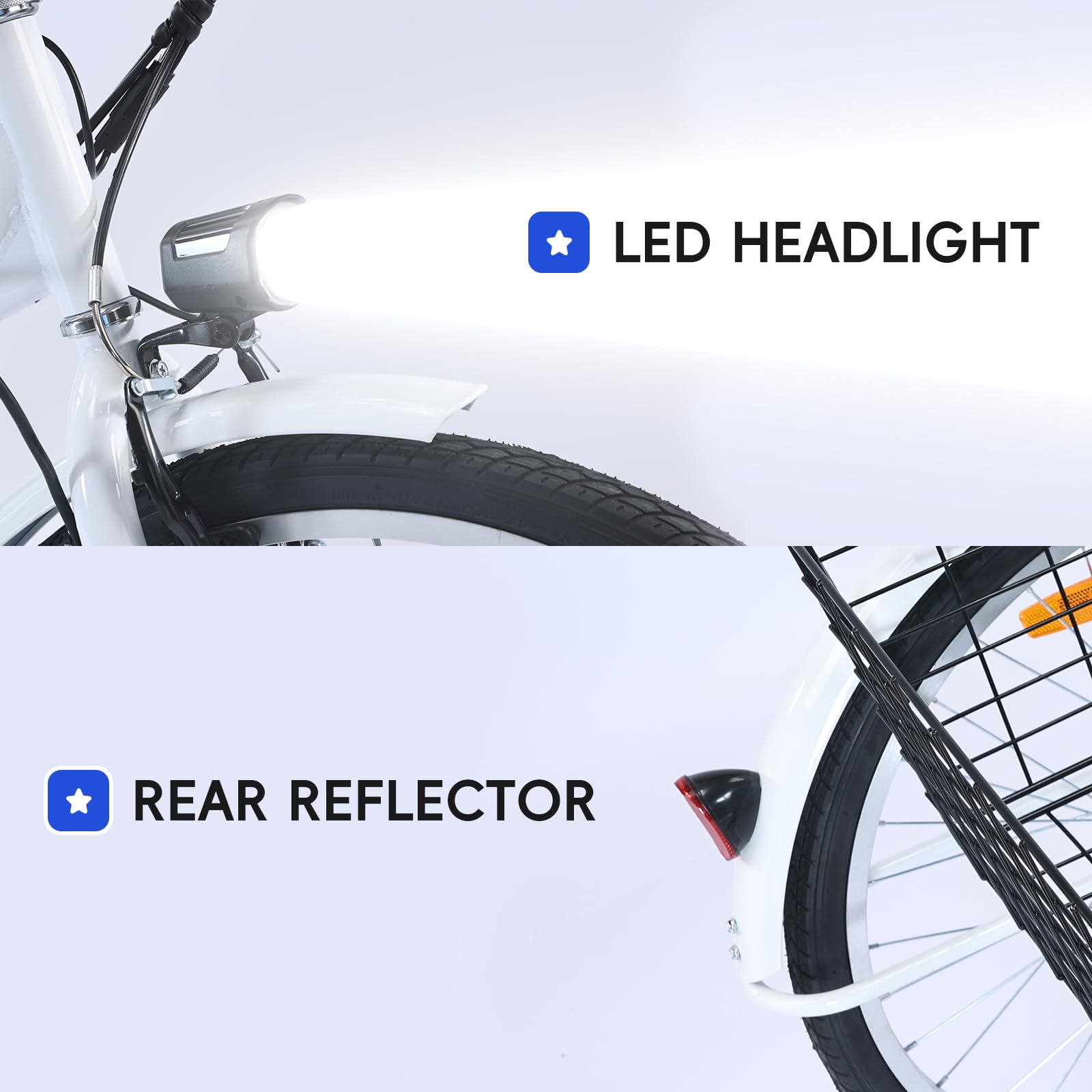 Garvee Adult Tricycle 7-Speed 24-inch 3 Wheel Bike 250W Motor Large Basket HD LED Light 36V Battery Smooth Ride Black