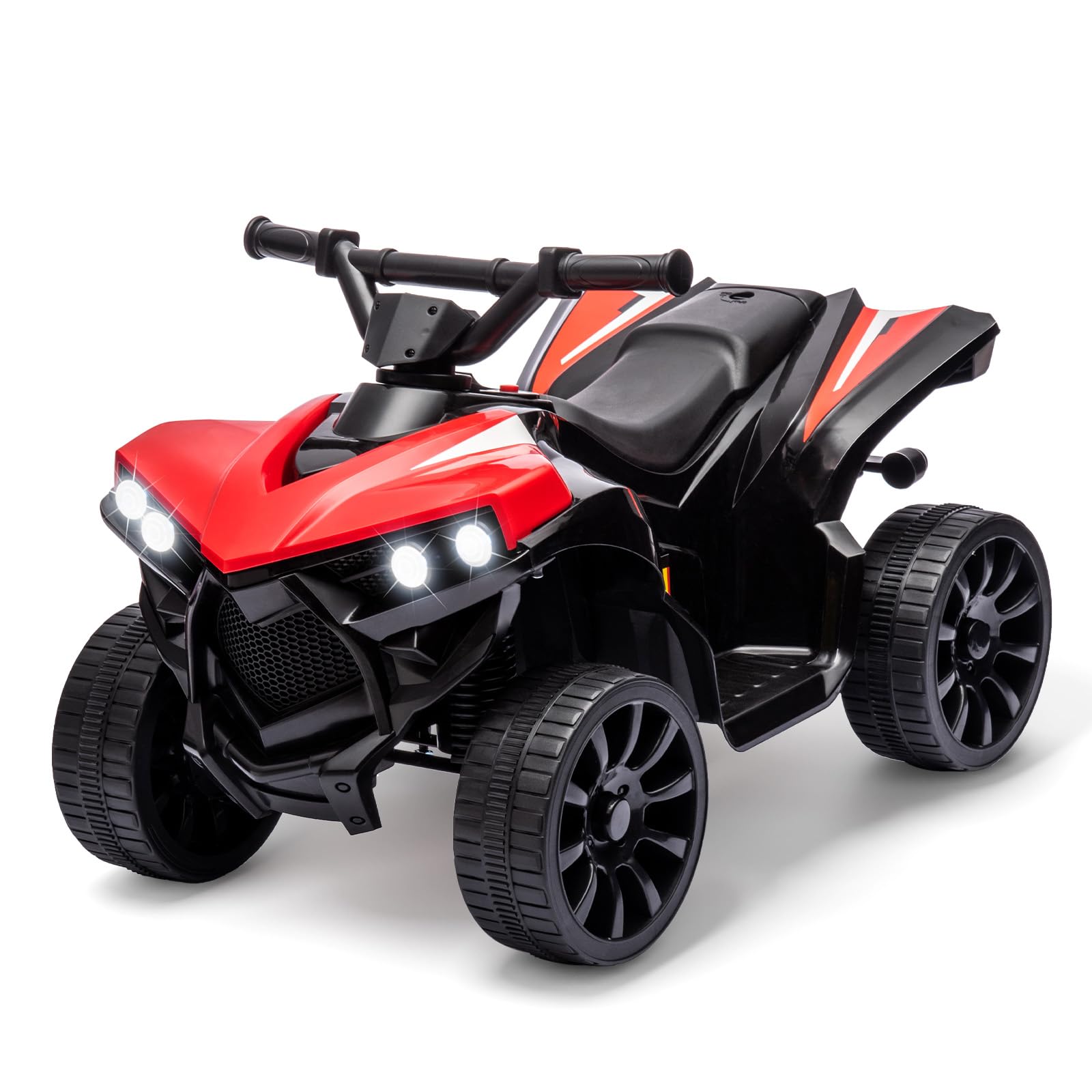 Garvee Ride - P Series: 6V Quad ATV for Kids Toddler 3+ years, Max 55lb Capacity ,With LED, Music, Foot Pedal, Wear-Resistant Wheels, 1.9 MPH - Red