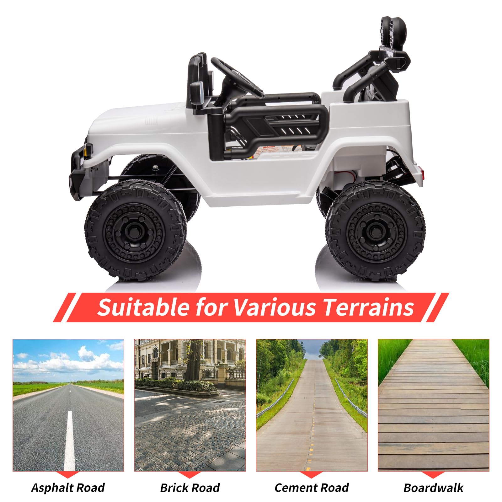 Garvee Ride - P Series: 12V Ride on Car for Kids, Licensed Toyota Ride on Truck, Battery Powered Electric Kids Car with Remote Control, Music, LED Lights, Suspension System, Double Doors, Safety Belt,Ride On Toy - White