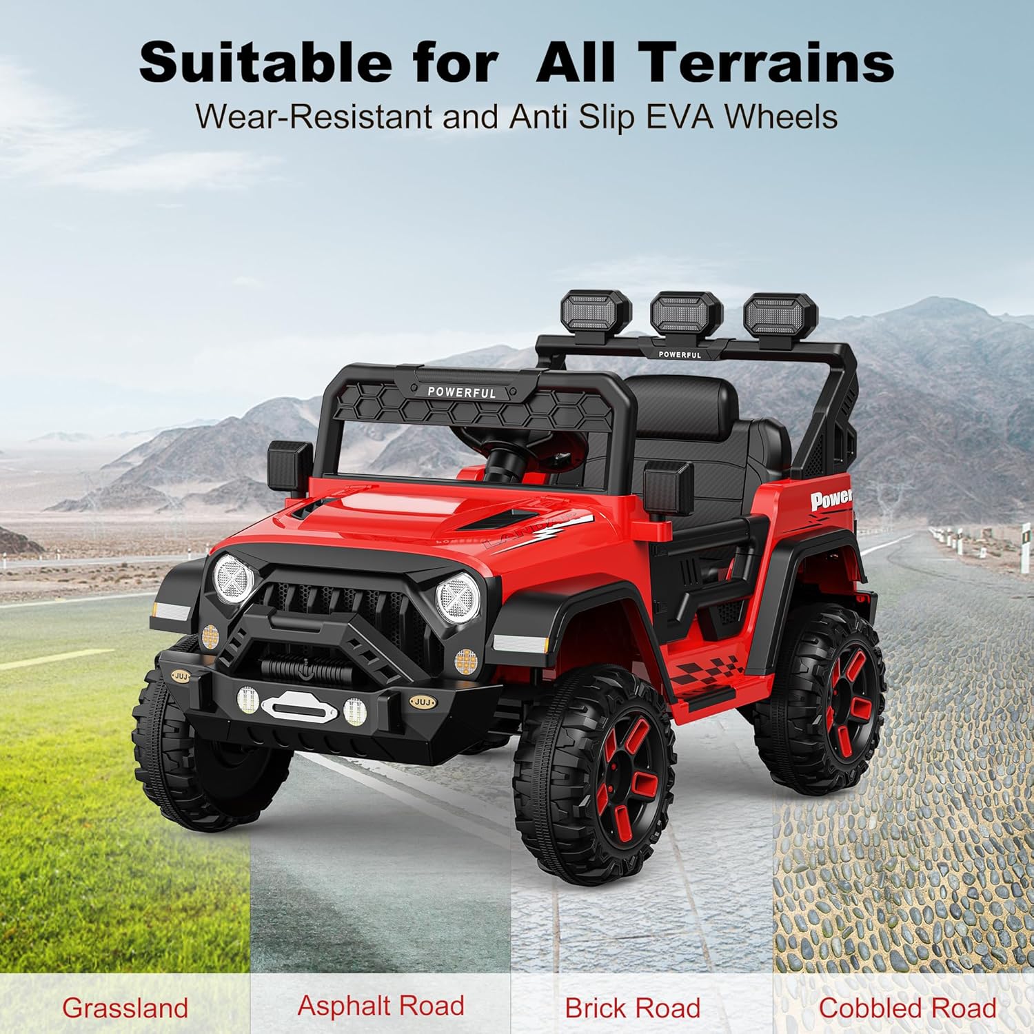 Garvee Ride - P Series: 3-6, Ride on Car with 2.4G Remote Control, 12V Battery Powered Electric Car for kids with 3 Adjustable Speeds, Soft Start, Battery Display, Music, Red