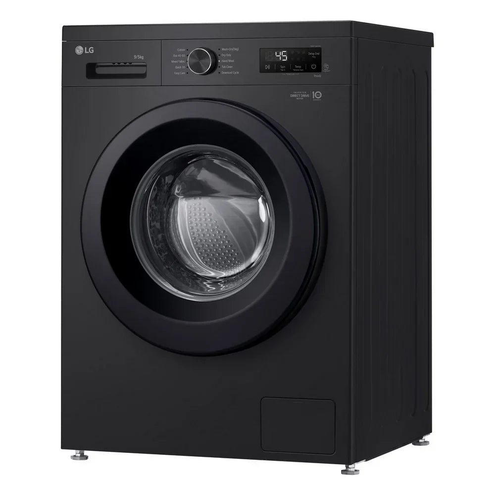 LG W4X1095NNK 9kg+5kg 1400 Spin Freestanding Washer Dryer Gloss Black