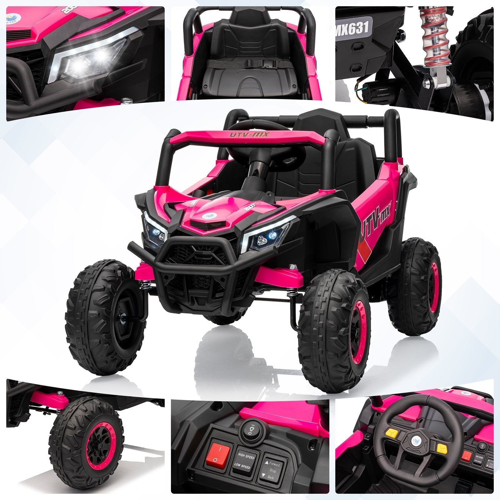 Garvee Ride - P Series: 12V UTV Buggy Electric Ride-on Car for Kids, 4WD/2WD, LED Lights, EVA Tires, Shock Absorbers, Remote Control, Outdoor Adventure