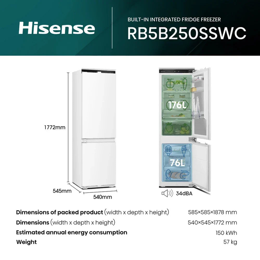 Hisense RB5B250SSWC1 Integrated 60/40 Total No Frost Smart Fridge Freezer