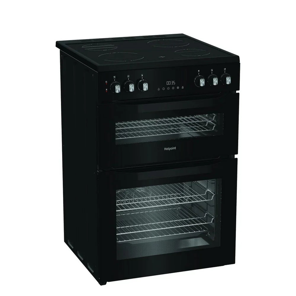 Hotpoint HDE6VDC2B1 60cm Double Oven Electric Cooker with Ceramic Hob in Black