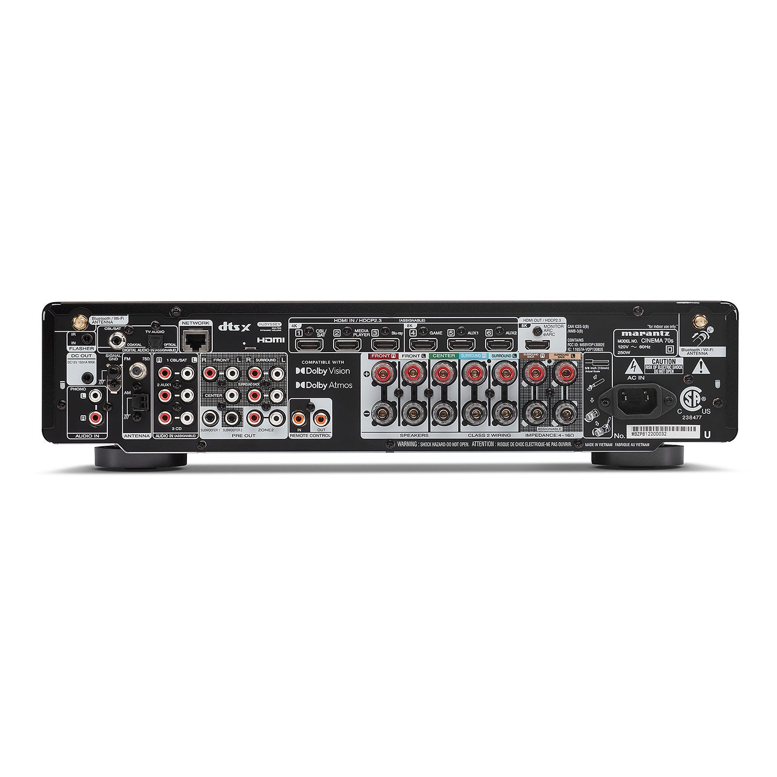 Marantz CINEMA 70s 7.2 Channel AV Receiver Silver with Monitor Audio Bronze 300 7G 5.1 Speaker Package White