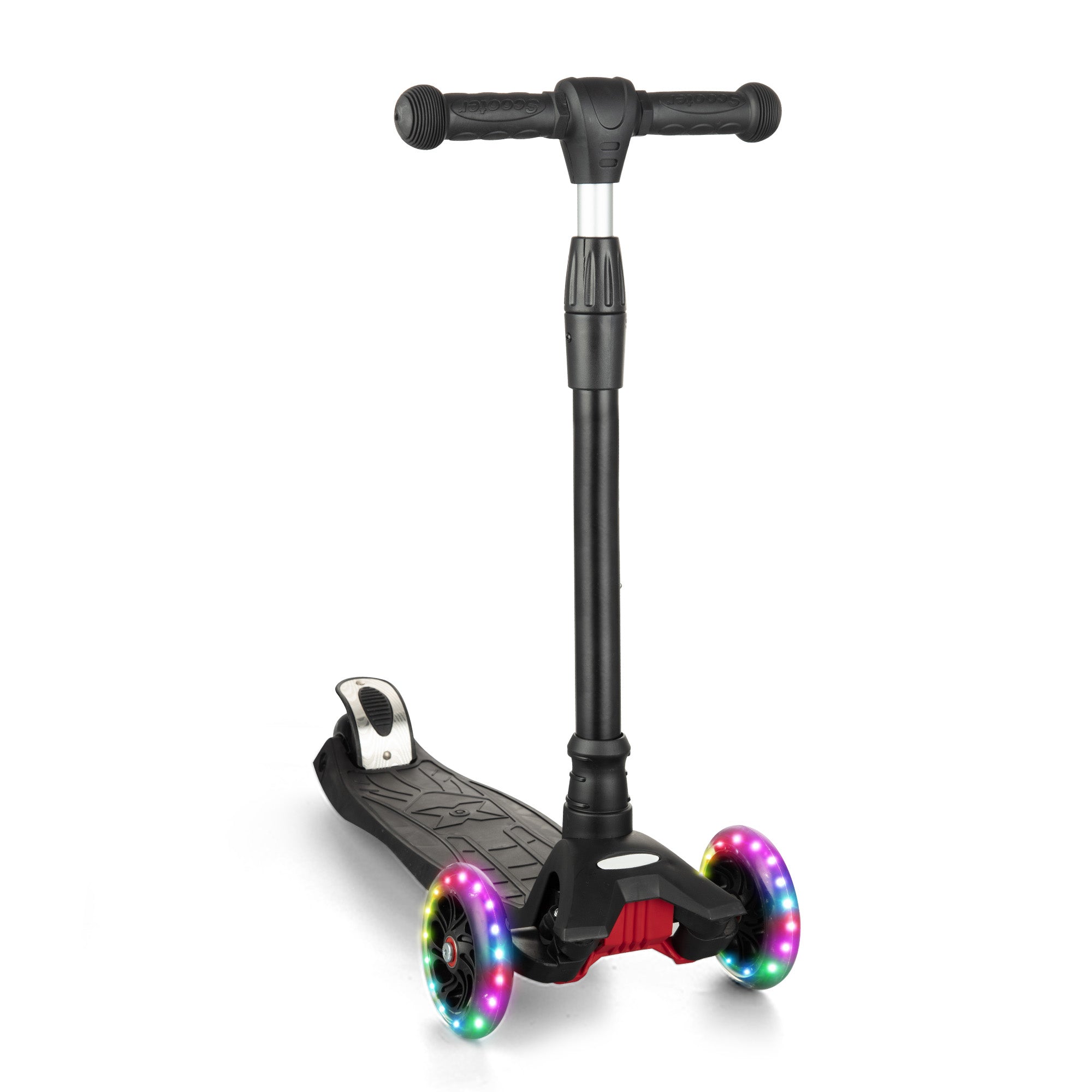 Garvee Kids 3 Wheel Kick Scooter for Boys & Girls Ages 3-10, Adjustable Handlebar, Lightweight Aluminum, Non-Slip Deck, Pink, Outdoor Play - Black