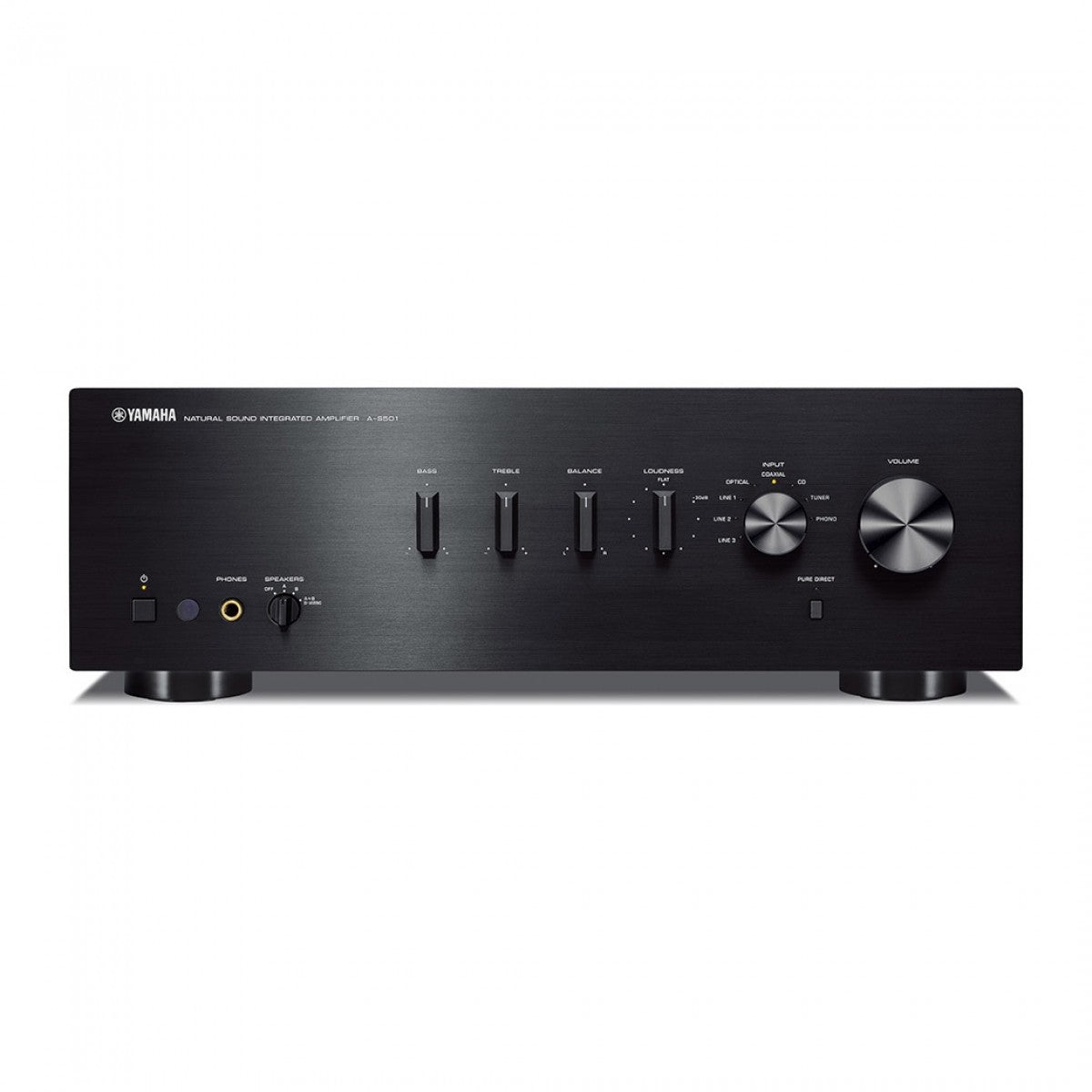 Yamaha AS501 Integrated Stereo Amplifier with Acoustic Energy AE100 MK2 Bookshelf Speakers Pair Walnut HiFi Package