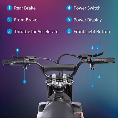 Garvee Ride - T Series: 36V Kids Electric Dirt Bike, 350W/15.5MPH Brushless Motor, LED, Comfortable Leather Seat, 175lbs Max Load Capacity- Black