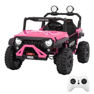 Garvee Ride P Series 24V Kids Toddler Ride On Truck 4WD 3 Speeds Large 7AH Battery Bluetooth MP3 Parent Safety Brake Red Outdoor Play - Pink