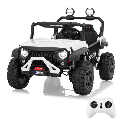 Garvee Ride P Series 24V Kids Toddler Ride On Truck 4WD 3 Speeds Large 7AH Battery Bluetooth MP3 Parent Safety Brake Red Outdoor Play - White