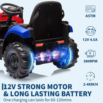 Garvee Ride - P Series: 4-in-1 Ride-On Tractor for Kids: Excavator, Bulldozer, Removable Tent, 12V Battery, Remote Control, Front Loader, Horn, EVA Tires - Red