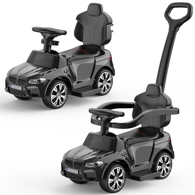 Garvee Ride - P Series: 4-in-1 Push Cars for Toddlers 1-3 with Led Lights, Music, Horn and Controllable Push Handle - Black