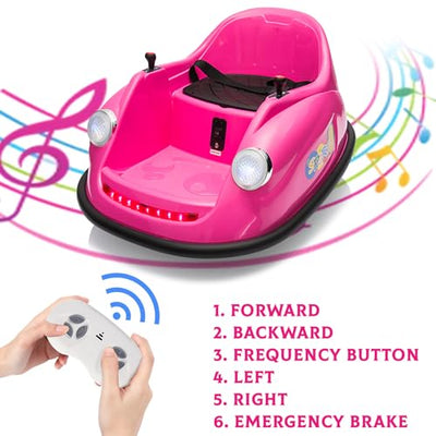Garvee Ride - P Series: 12V Battery Car for Kids W/Parent Remote, Led Lights, 2-Speed, 360°Spin - Pink