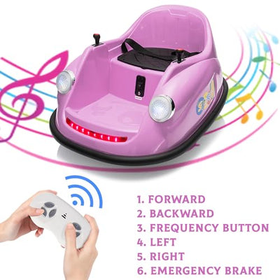 Garvee Ride - P Series: 12V Battery Car for Kids W/Parent Remote, Led Lights, 2-Speed, 360°Spin - Purple