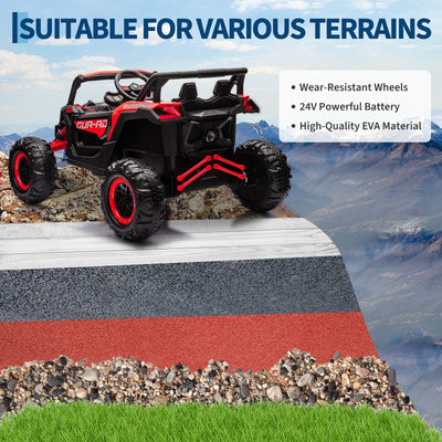 Garvee Ride - P Series: 24V Ride-On UTV: Remote Control, 200W Motor, Spring Suspension, Music, LED Lights, for Boys & Girls - Red