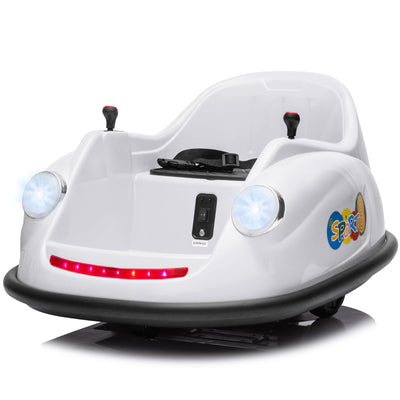 Garvee Ride - P Series: 12V Battery Car for Kids W/Parent Remote, Led Lights, 2-Speed, 360°Spin - White