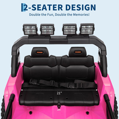 Garvee Ride - P Series: 24V Ride On Car, 4WD 2 Seater Kids' Electric Vehicle Truck with Remote Control, Adjustable Footwell Ride On Truck, 3 Speeds, Led Lights, Bluetooth, Pink
