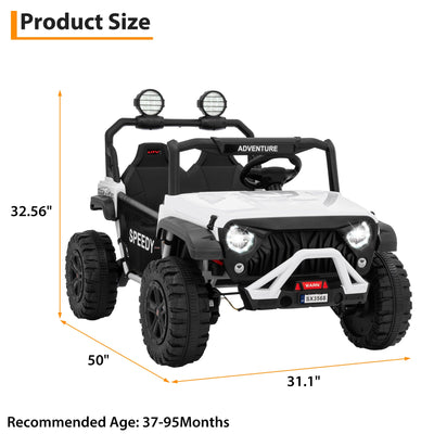 Garvee Ride P Series 24V Kids Toddler Ride On Truck 4WD 3 Speeds Large 7AH Battery Bluetooth MP3 Parent Safety Brake Red Outdoor Play - White