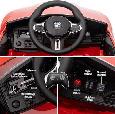 Garvee Ride - P Series: 12V Electric Ride On Car for 37-83 Months, w/RC,Licensed by BMW M4,Power Wheels for Boys Girls, with Suspension System,3 Speeds, Bluetooth, MP3, Double Door, LED Light - Red