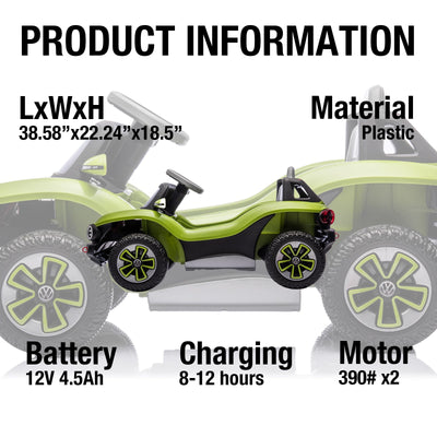 Garvee Ride - P Series: 12V Ride-On Toy With Remote Control | LED Lights, MP3, and Bluetooth | For Boys and Girls, Green