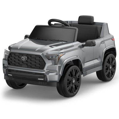 Garvee Ride on Truck Car, 12V Licensed Toyota Electric Cars for Kids, Ride on Toys with Remote Control, Spring Suspension, LED Lights, Bluetooth, 3 Speeds - Grey