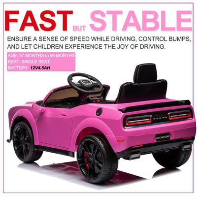 Garvee Ride - P Series: 12V Electric Vehicles Battery Powered with Remote Control, LED Lights, Bluetooth, MP3 for Boys Girls - Pink