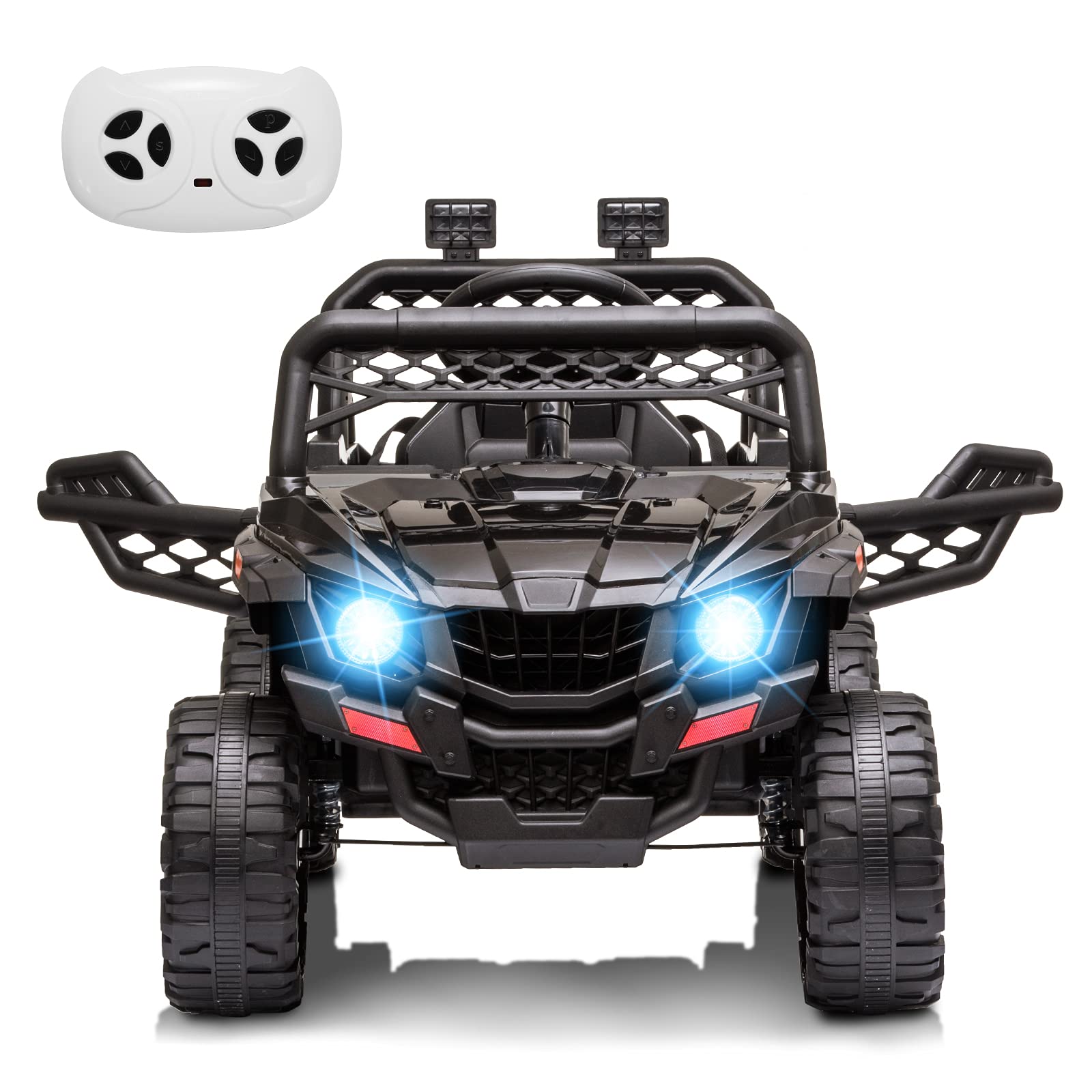Garvee Ride - P Series: 12V Kids Ride On Car Truck w/Parent Remote Control, Spring Suspension, LED Lights, AUX Port, Music (Red-2,with Tent),jf-2