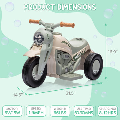 Garvee Ride - P Series: 6V Battery-Powered Electric Motorcycle with 1.9 Mph Speed, Led Headlights, Music, Pedal, Forward/Reverse, 3 Wheels | Motorbike Toy Gift for Toddlers 3 and Up - B