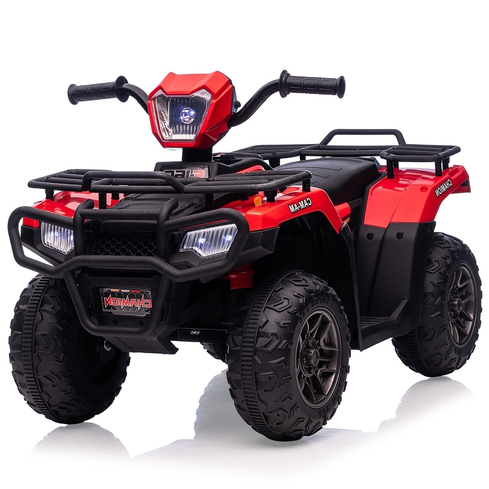 Garvee Ride - P Series: 12V Ride on Quad ATV for Kids, Electric Vehicle for Toddlers, High/Low 2.2mph Safety Speed for Child, Forward/Backward,LED Light, Music,USB for Boys Girls Gift- Red