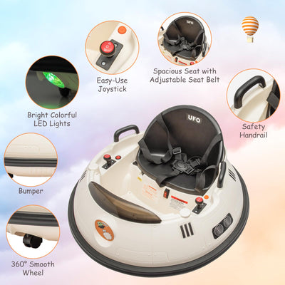 Garvee Ride B Series 12V Electric Ride on Bumper Car for Toddlers, Kids Bumper Car with Remote Control, LED Lights & 360 Degree Spin, Indoor and Outdoor for 18+ Months Kids - White