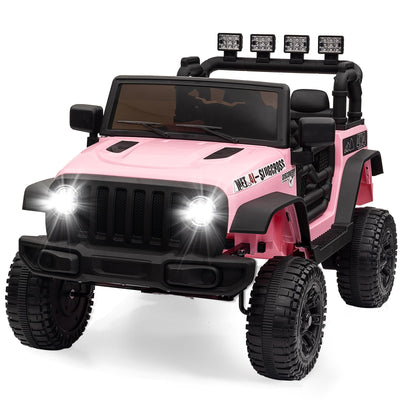 Garvee Ride - P Series: 12V Kids Electric Vehicles with Remote Control, 2 Speeds, Spring Suspension, LED Headlight, Bluetooth, Music, Battery Powered Car for Kids - Pink