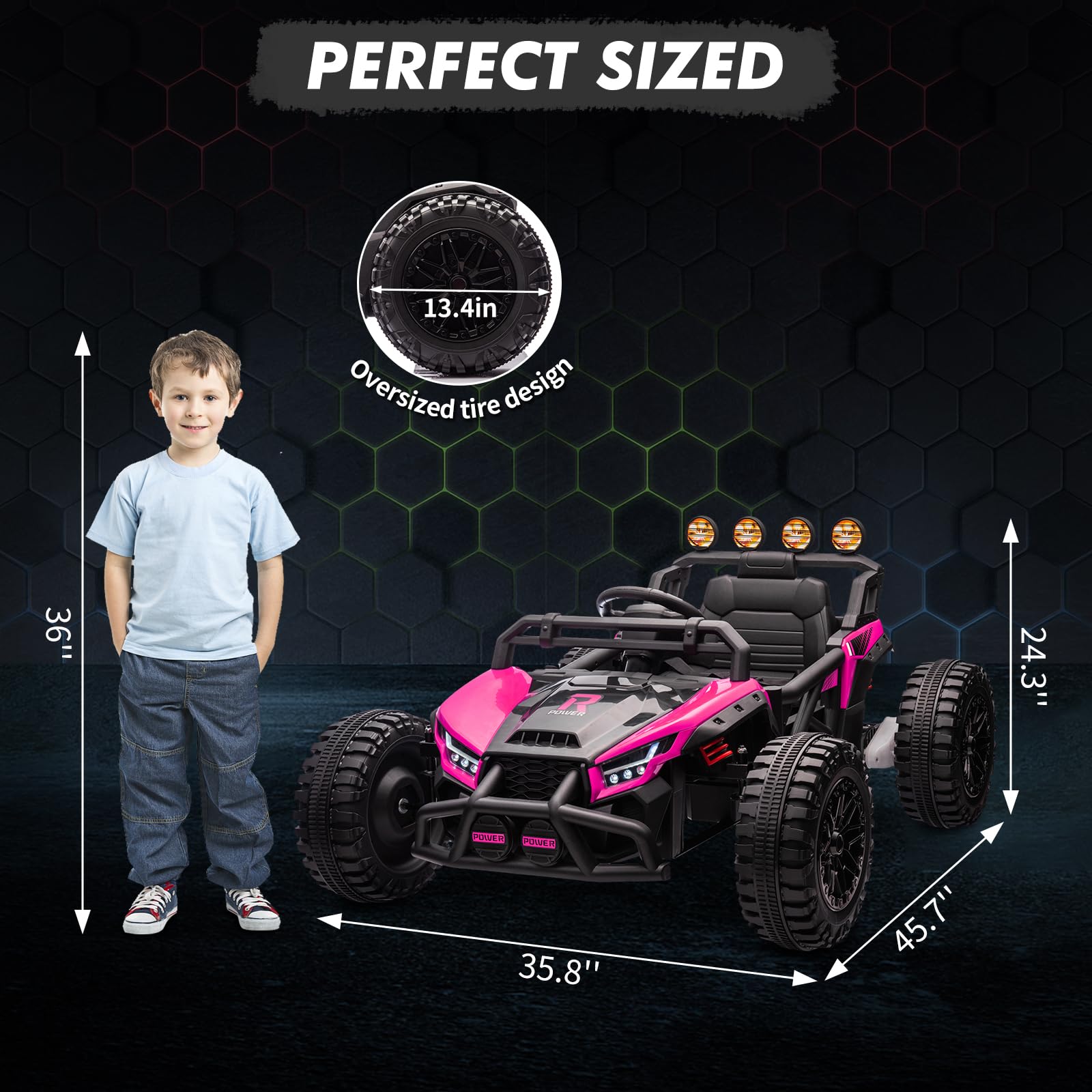 Garvee Ride - P Series: 24V Electric UTV,Ride On Toys for Big Kids,2x130W Powerful Electric Car with Remote Control， 4 Shock Absorbers，LED Lights,Music for Boys and Girls,Pink