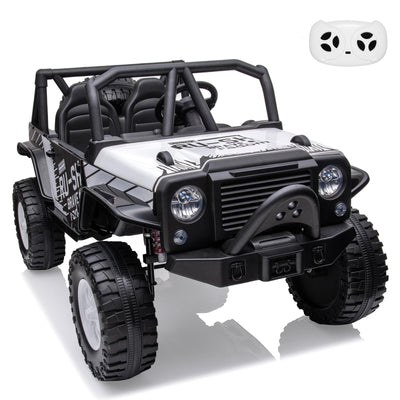 Garvee Ride - P Series: 2-Seater Ride On Truck for Kid, 24V Battery Powered Kids Car with Remote Control, 19" Extra Wide Seat, 2 Motors, Led Light, Enhanced Suspension - White