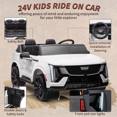 Garvee Ride - P Series: 24V Ride On Car, Licensed Battery Powered Electric Vehicle w/Remote Control, 2 Seater, 4-Wheel Shock Absorbers, Smooth Start, Music, LED Lights for Boys Girls