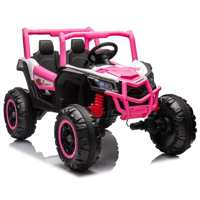 Garvee Ride - P Series: 2 Seater Ride on Car,12V Battery Powered Off-Road UTV Toy,Electric Car with Remote Control,Metal Frame,EVA Wheels,LED,Spring Suspension for 3-8 Boys&Girls - Pink
