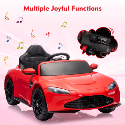Garvee Ride - P Series: 12V Ride on Sports Car for Kids Licensed Aston Martin Battery Powered Car Toddles Ride on Toy with Remote Control, Horn, Soft Start, LED Lights, Music, USB, Electric Vehicle for Boys Girls (Red)