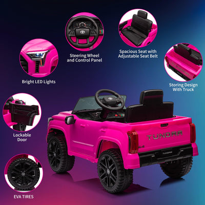 Garvee Ride - P Series: 12V Ride on Car For Kids Age 3+ , Licensed Toyota, with Remote Control, MP3, LED Lights, Suspension System, Double Doors, Safety Belt, Ride On Toys for Boys Girls - Rose