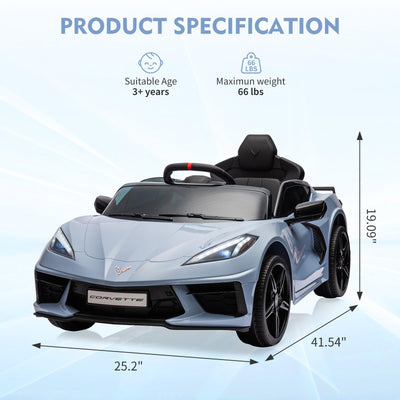 Garvee Ride - P Series: 12V Kids Ride on Car Licensed Corvette Battery Powered Car Toddles Electric Sports Car Toy with Remote Control, Visual Dashboard, LED Lights, Music, Gifts for Boys Girls, Light Blue