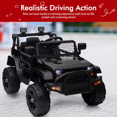 Garvee Ride - P Series: 12V Ride On Truck Car for kid : Remote Control, 3 Speeds, MP3 Music, Suspension, LED Lights,for 3+ Year Old - Black