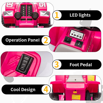 Garvee Ride - P Series: 6V Kids Ride On Electric ATV, Ride Car with LED Headlights, Ride-On Toy for Toddlers 1-3 Boys & Girls with Music, Forward & Reverse - Rose