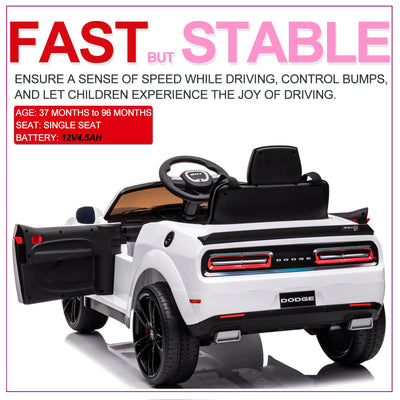 Garvee Ride - P Series: 12V Electric Vehicles Battery Powered with Remote Control, LED Lights, Bluetooth, MP3 for Boys Girls - White