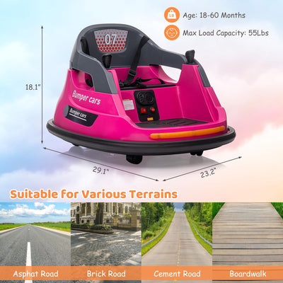 Garvee Ride - P Series: 12V Kids Bumper Car with Remote Control, LED Lights & 360 Degree Spin, Indoor and Outdoor Kids Toy for 18+ Months Kids - Rose