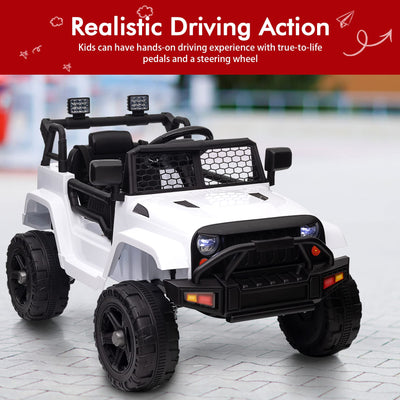 Garvee Ride - P Series: 12V Ride On Truck Car for kid : Remote Control, 3 Speeds, MP3 Music, Suspension, LED Lights,for 3+ Year Old - White