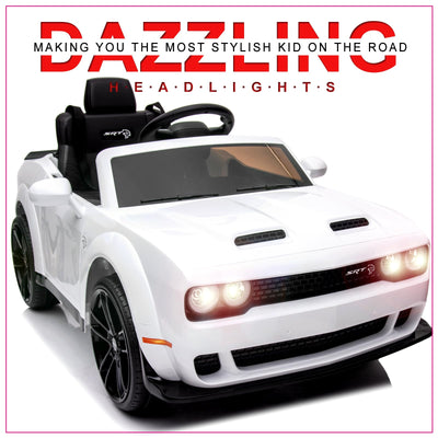 Garvee Ride - P Series: 12V Electric Vehicles Battery Powered with Remote Control, LED Lights, Bluetooth, MP3 for Boys Girls - White