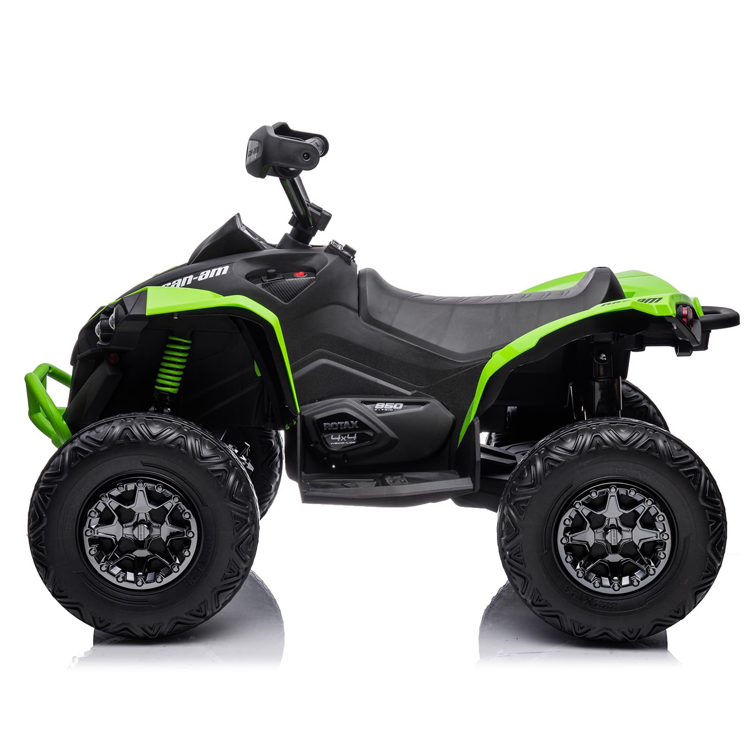 Garvee Ride - P Series: 12V Ride on Toy Car Bombardier Licensed BRP Can-am 4 Wheeler Quad Electric Vehicle, w/LED Lights, Spring Suspension, Bluetooth, Music, USB, Treaded Tires, White - Green