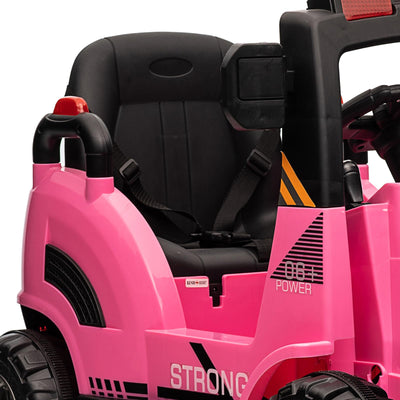Garvee Ride - P Series: 12V Electric Forklift Ride-On: Liftable Fork, Remote, Music, Realistic Design, 66lb Load, for 3-7 Years - Pink