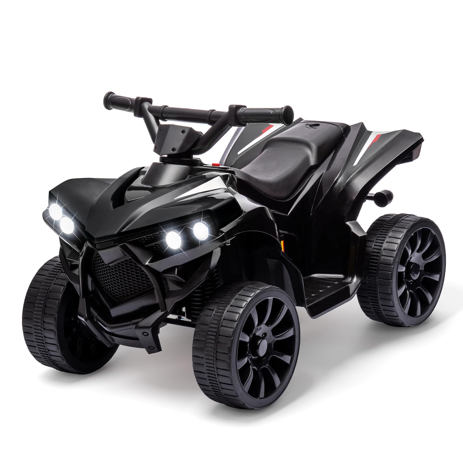 Garvee Ride - P Series: 6V Quad ATV for Kids Toddler 3+ years, Max 55lb Capacity ，With LED, Music, Foot Pedal, Wear-Resistant Wheels, 1.9 MPH - Black