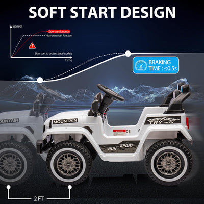 Garvee Ride - P Series: 12V Kids Ride-On Truck For Age 3+, Remote Control, LED, Music, 3 Speeds - White