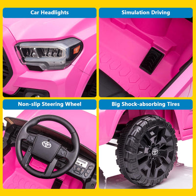 Garvee Ride - P Series: 12V Toyota Tacoma Kids Car, Spring Suspension, with LED Light - Pink