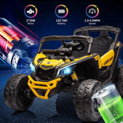 Garvee Ride - P Series: 12V Can-Am Ride-On UTV: Remote Control, Large Seat, Music, LED Lights, Spring Suspension, for Boys & Girls - Yellow